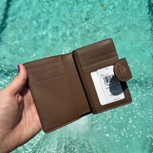 Coach Medium Corner Zip Wallet In Brown Signature Canvas With Floral Print - Picture 9 of 11